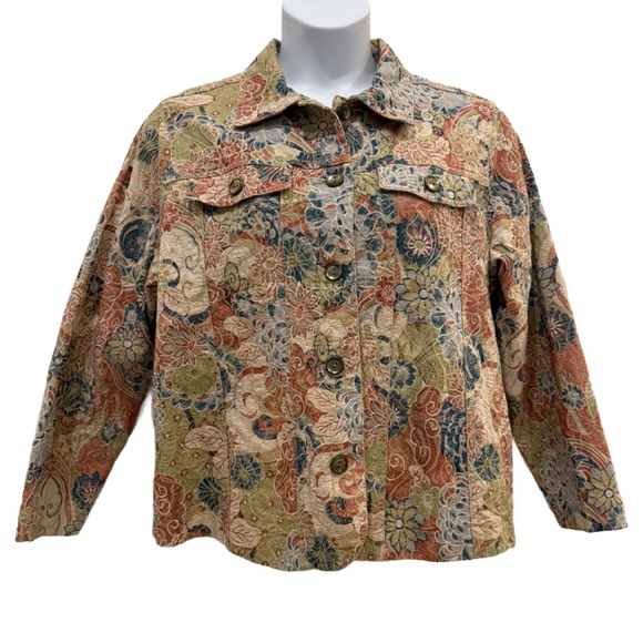 Analogy Floral Patchwork Button-Up Jacket L/XL - Picture 1 of 8